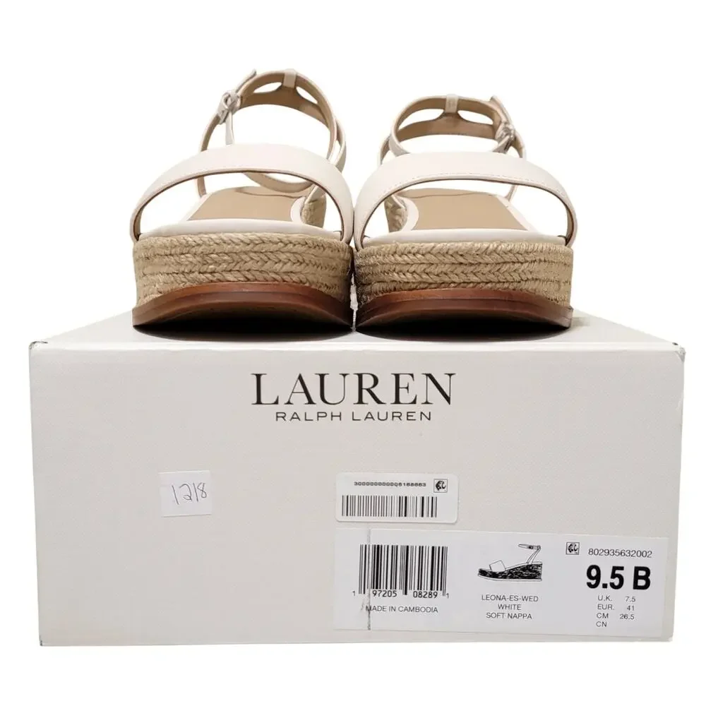 Lauren Ralph Lauren Leona Ankle Strap Espadrille Sandals Size US 9.5B White